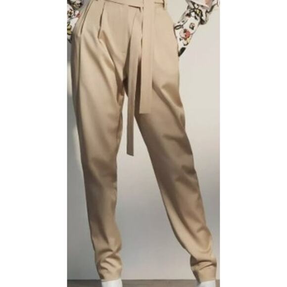 Grey Jason Wu High-Waisted  Pants silk Belt waist 28‎ Beige Luxury Designer - Picture 1 of 4